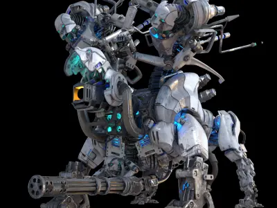 Horror Mech Monster- vray- lowpoly Low-poly 3D model