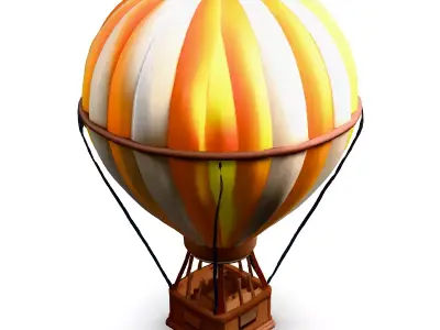 Stylized LowPoly Hot Air Balloon Low-poly 3D model