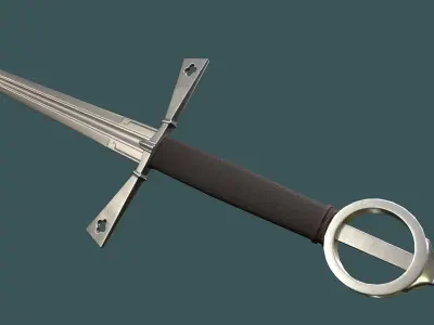 Albion Gallowglass Medieval Sword PBR game ready Low-poly 3D model