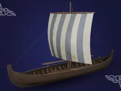 Gokstad ship Low-poly 3D model