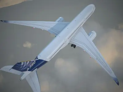 Airbus A350 900 with interior 3D model