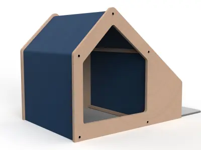 Cat House with Bowl Free low-poly 3D model