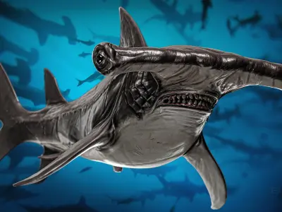 Hammerhead Shark - Ocean Predator - Underwater Creature - 29 Low-poly 3D model