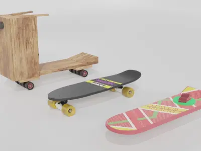 Set Hoverboard Back to the Future Part I II III 1955 1985 2015 3D model