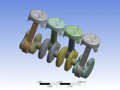 Piston and connecting rod 3d CAD model in engineering 3D model