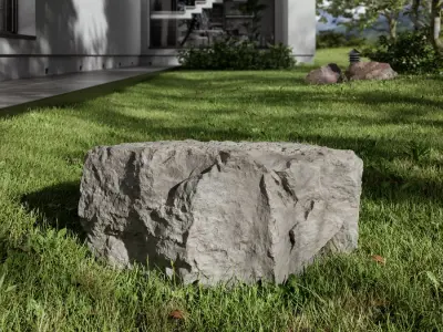  Pale Flat Rippled Large Rock Boulder Model 