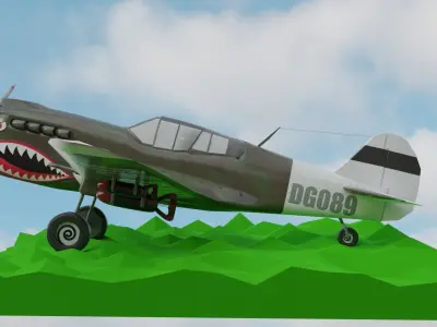 Curtis P40 Lopoly Aircraft Low-poly 3D model