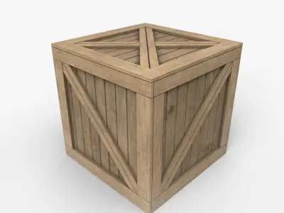 Wooden Box Game Ready Low-poly 3D model