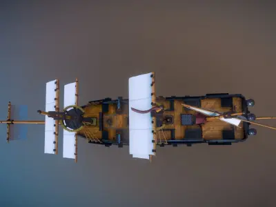 Pirate Ship Destroyer Low-poly 3D model