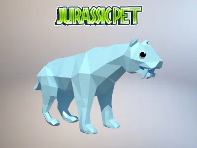 Saber toothed tiger Low-poly 3D model