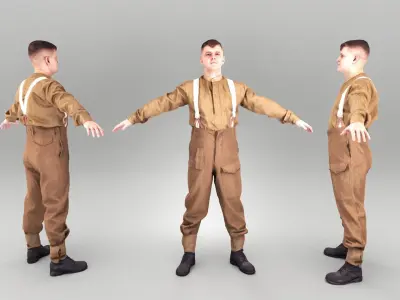 British soldier ready for animation 359 Low-poly 3D model