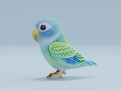 Parrot Parakeet Cute Low-poly 3D model