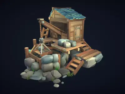 Stylized Poly Quarry Low-poly 3D model