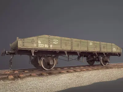 Armored Train JDP20T railway platform 20T Low-poly 3D model