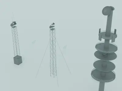 Different Radio Towers 3 Pack Free 3D model