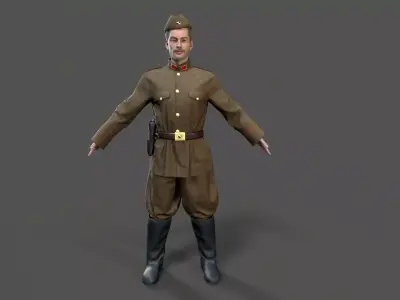 Soviet soldier Low-poly 3D model