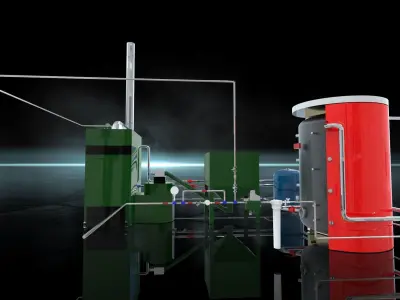 Industrial Boiler Room on wood pellets 3D model