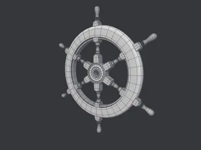 Ship Navigation Steering wheel Low-poly 3D model