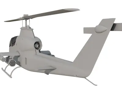 AH1G Helicopter With Cockpit Game model  Low-poly 3D model