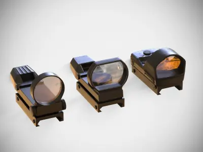 Sight Attachments Pack - Optical - Scope - Reflex - Holographic Low-poly 3D model
