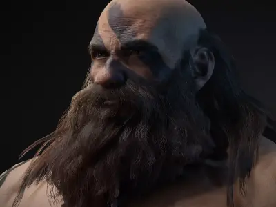 Dwarf Game Ready Low-poly 3D model bearded man with beard Low-poly 3D model