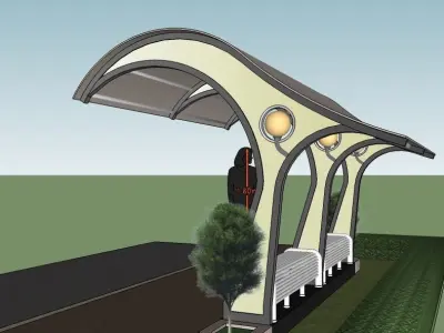 BUS STOP - REST AREA Low-poly 3D model