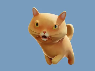 3d cartoon cat with rig Free 3D model