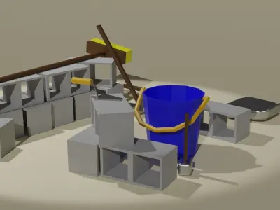 Low Poly Industrial Tools Set Low-poly 3D model