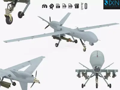 General Atomics UAV MQ-9 Reaper Military Aircraft Drone 3D model