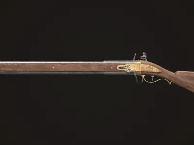 Double-barreled Flintlock Rifle Classic Low-poly 3D model