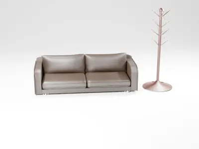 Leather armchair and gift hanger Free 3D model