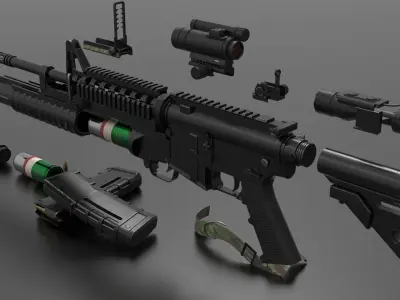 M203 Grenade Launcher Fps-Tps Low-poly 3D model
