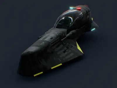 Futuristic Sci-Fi Police Airplane Space Ship 3D model