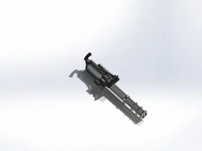 Hand Held minigun Low-poly 3D model