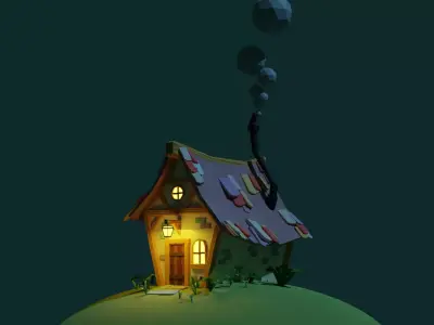 3D Lowpoly Medihouse Low-poly 3D model