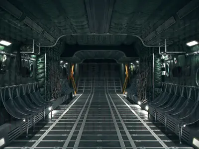 Aircraft Interior Cargo C-130 Hercules PBR Low-poly 3D model