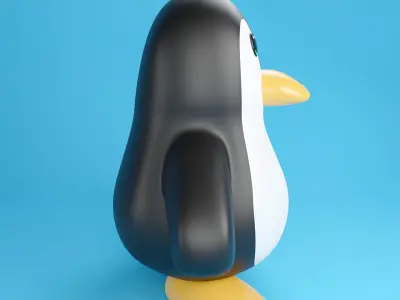 Cute penguin 3D model flat design  Low-poly 3D model