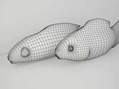 Hand-Carved Petrified Wood Koi 3D model