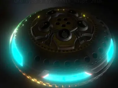 UFO Type 5 Animated and Game Ready Low-poly 3D model