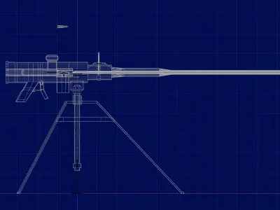 Fictional Inter-War Styled Machine Gun Low-poly 3D model