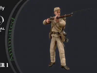 Soldier 1 version 2  Low-poly 3D model