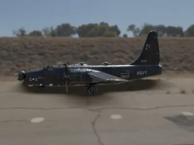 PB4Y Privateer bomber plane Low-poly 3D model