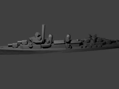 Fletcher Class Destroyer Warship 3D print model