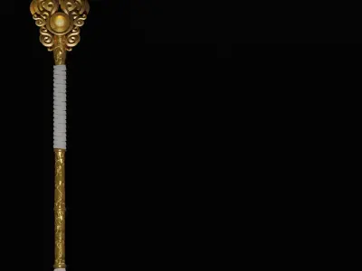 Gold spear Free low-poly 3D model