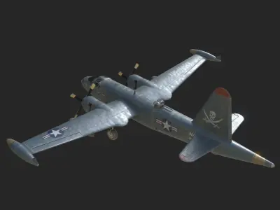 US NAVY P-2 Neptune anti-submersible aircraft Low-poly 3D model