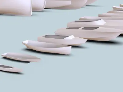 Hulls collection group of boats 3D model