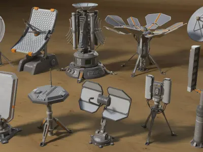 Antenas Collection - 10 pieces Low-poly 3D model