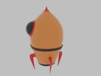 Cartoonish Colorful Spaceship Sky Rocket Low-poly 3D model