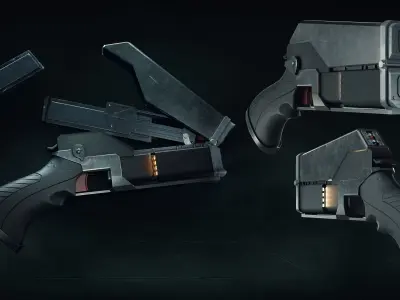 Cyber Handgun VFX Asset 3D model