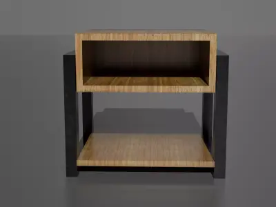 wooden side table-4k texture low poly furniture model  Free low-poly 3D model